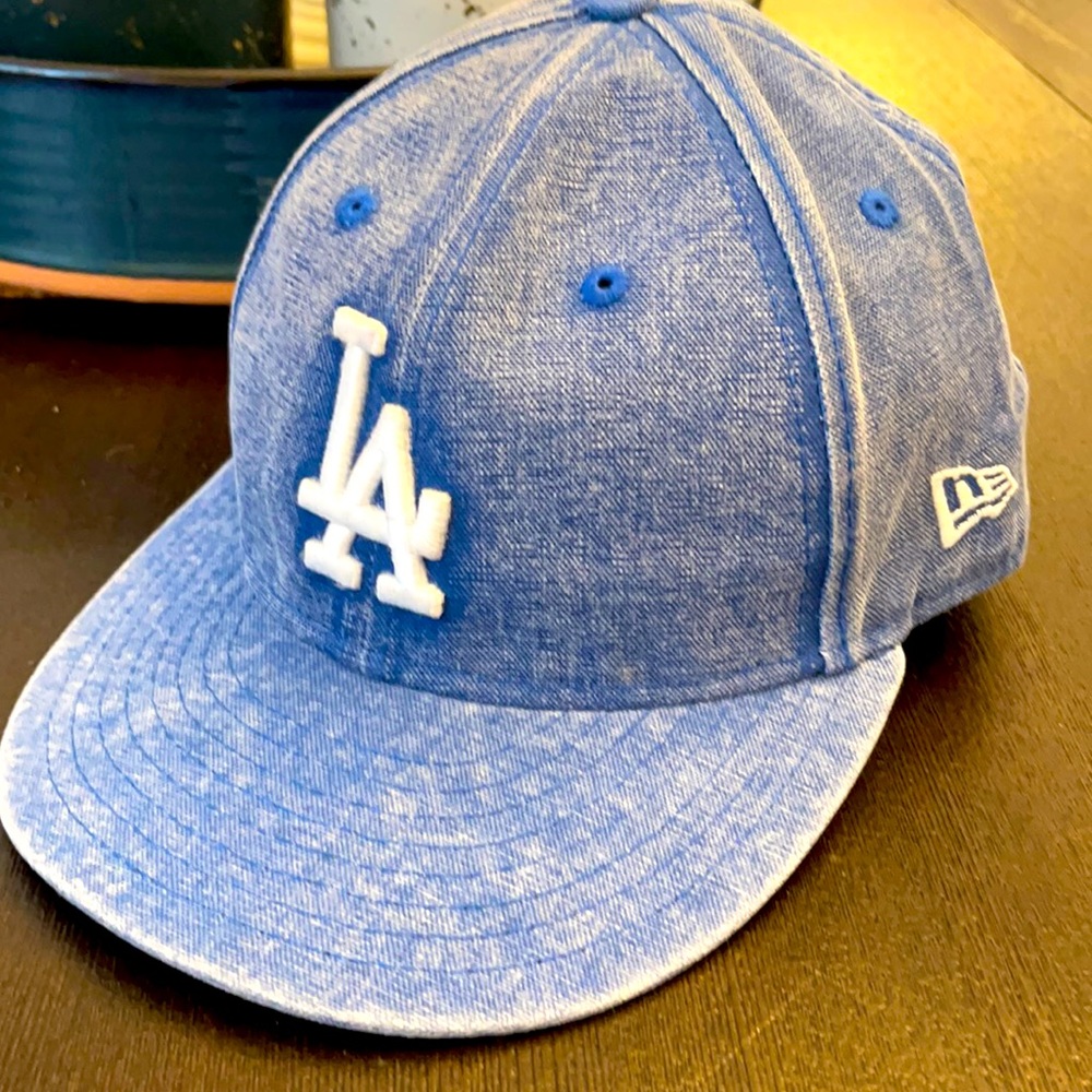 LA DODGERS NEW ERA Denim Fitted Cap 7 5/8
